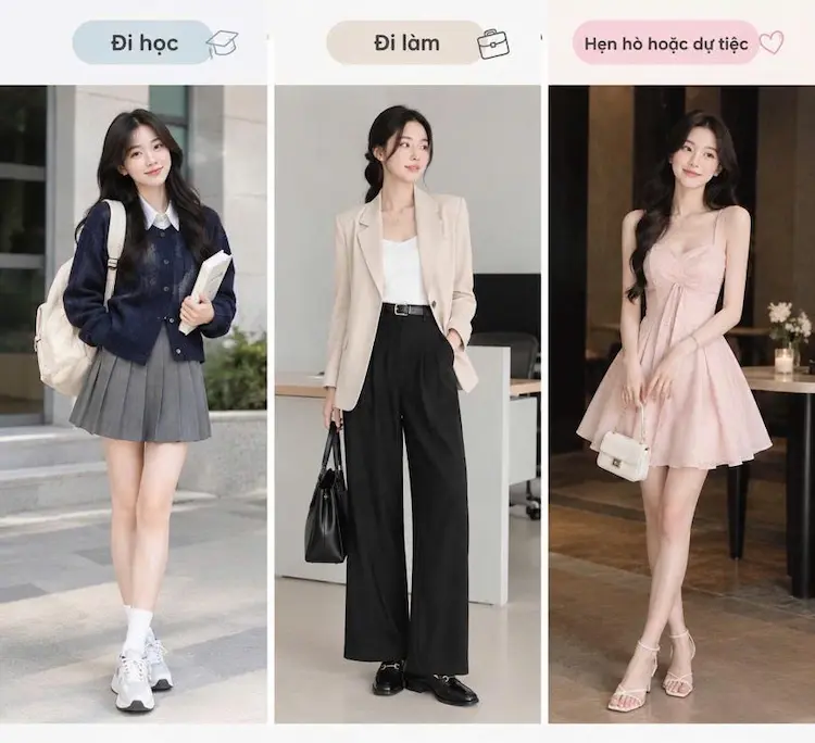 Gợi ý phối màu quần áo nữ phù hợp với những hoàn cảnh thường gặp.