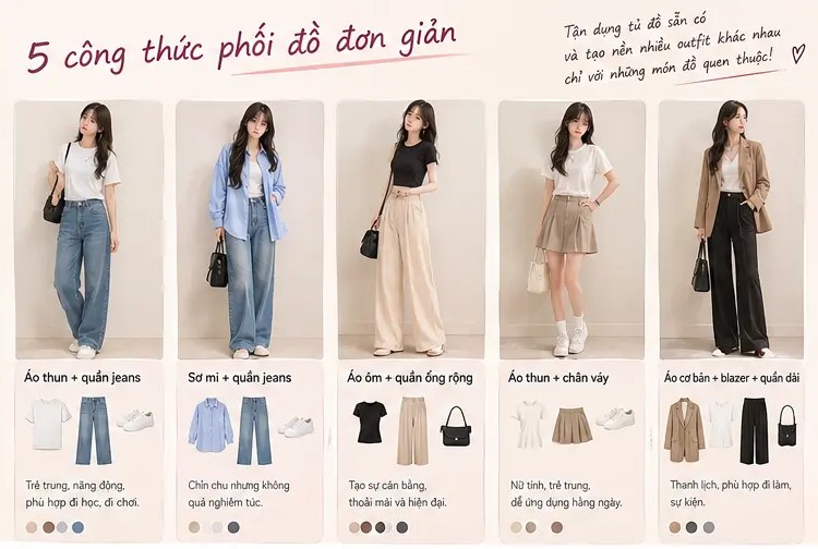 5 công thức phối đồ đơn giản