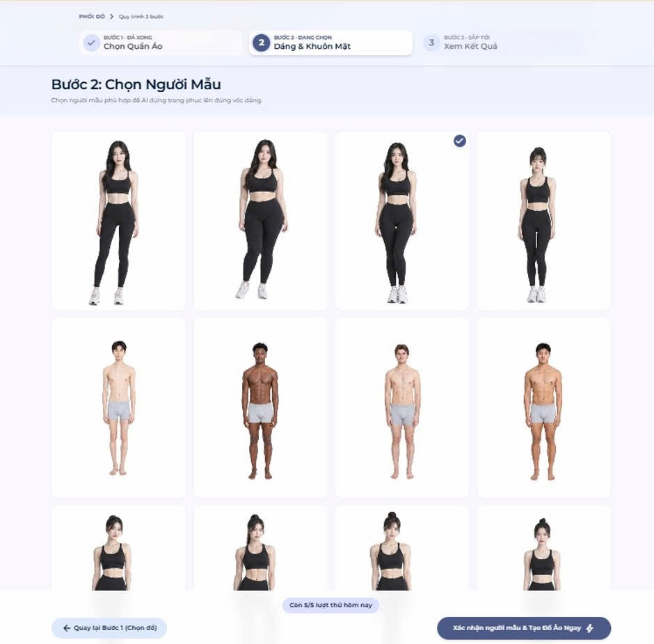 Quy trình thử quần áo bằng AI với TwistFit: Bước 2