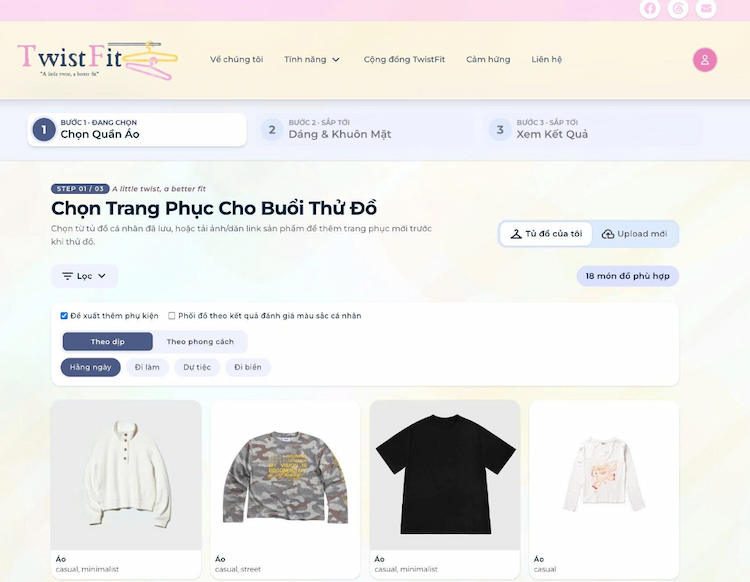 Tủ đồ ảo kết hợp AI gợi ý phối đồ cá nhân hóa
