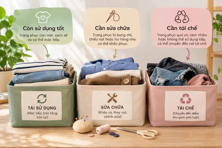 Phân loại quần áo bỏ đi