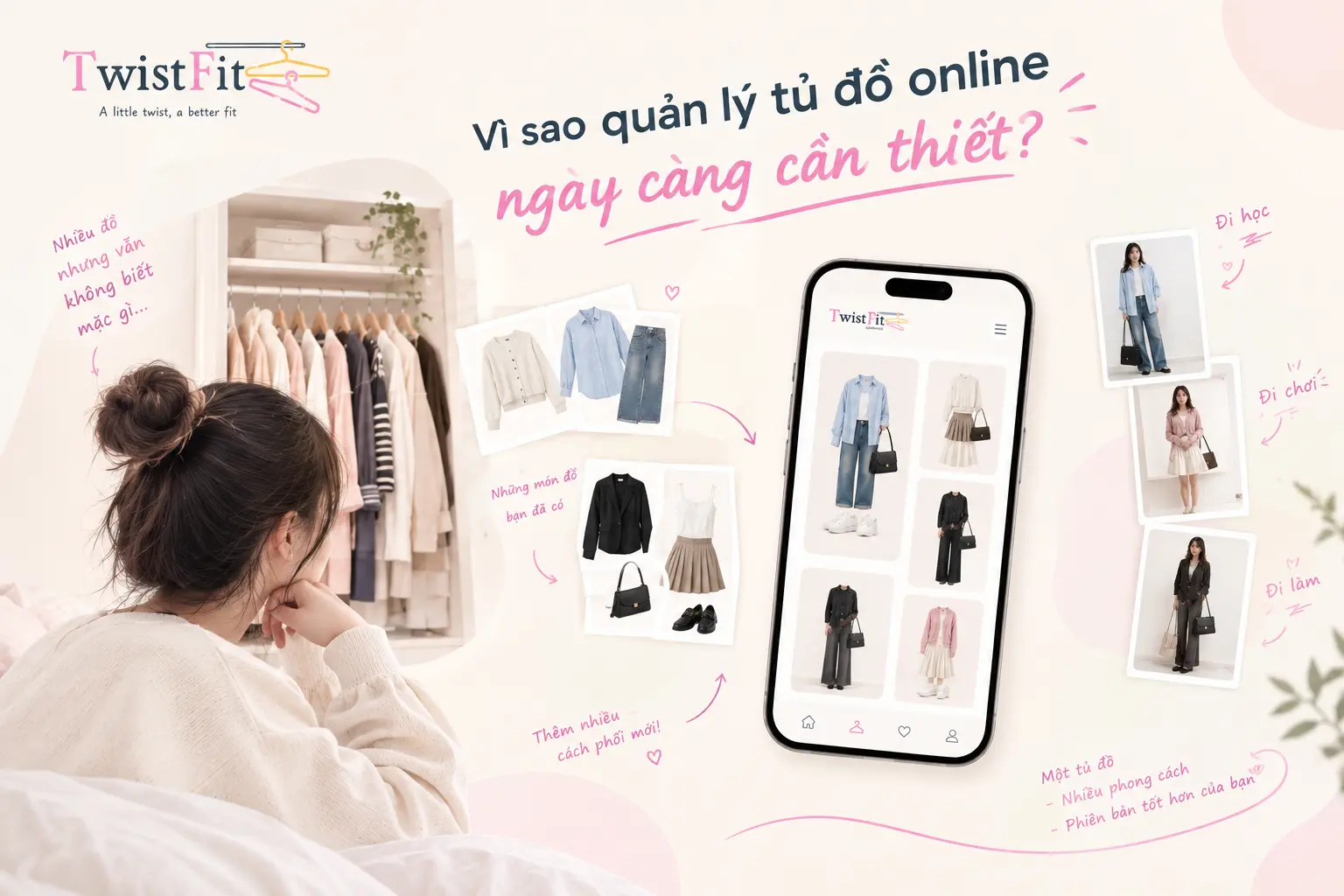Minh họa tính ứng dụng website quản lý tủ đồ TwistFit.