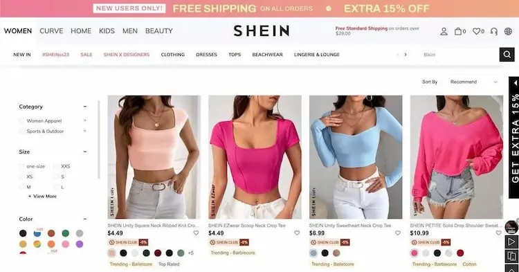 sản phẩm thời trang nhanh của SHEIN