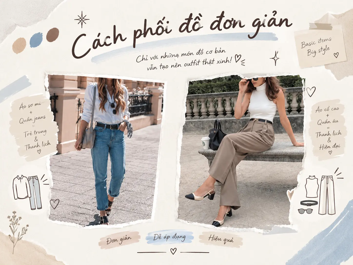 ảnh bìa phối đồ đơn giản